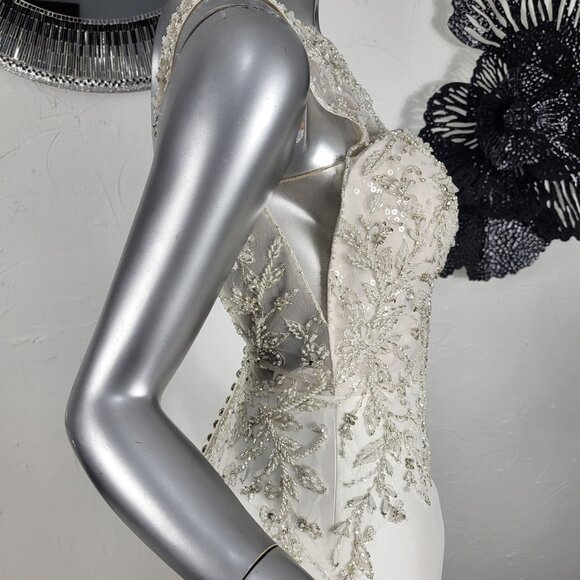 NWOT~$2600~JUSTIN ALEXANDER~SZ 6~IVORY EMBELLISHED MERMAID WEDDING DRESS GOWN - Picture 5 of 16